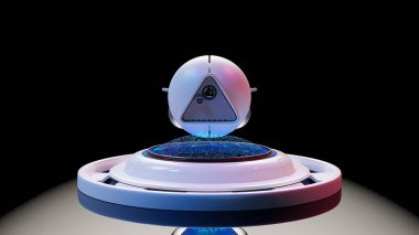 Motion sensörlü gelecekteki güvenlik kamerası. Gözetleme ve Güvenlik arka plan konsepti, 3B Render.