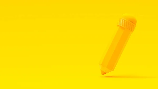Lápis Sobre Fundo Amarelo Conceito Ideia Mínima Render — Fotografia de Stock