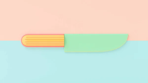 Πράσινο Μαχαίρι Ροζ Και Μπλε Φόντο Minimal Ιδέα Έννοια Σχεδιασμένο — Φωτογραφία Αρχείου