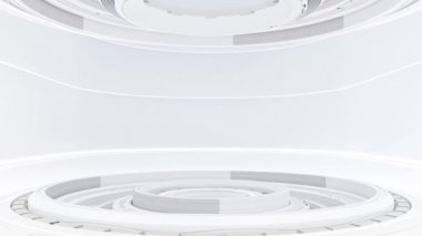 Bilimsel laboratuvar ya da Power Podyumu boş. Teknoloji geçmişi ve bilim konsepti. Animasyonsuz döngü. 3B Hazırlama