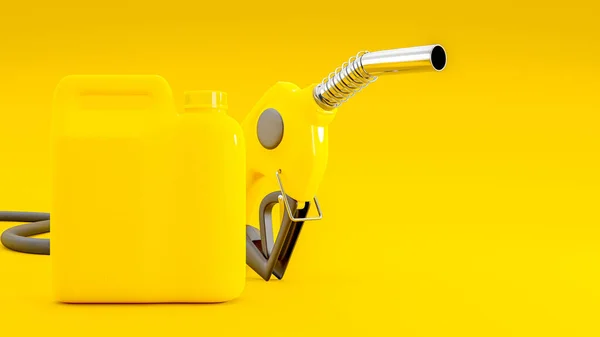 Yellow Gallon Oil Mock Fuel Nozzle Minimal Idea Concept Render — Fotografia de Stock