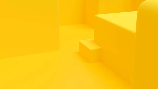 Fundo Abstrato Amarelo Quadrados Amarelos Sobrepostos Conceito Ideia Mínima Render — Fotografia de Stock