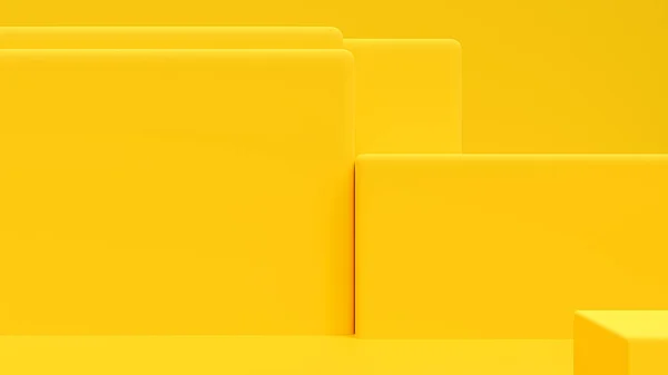 Fondo Abstracto Amarillo Cuadrados Amarillos Superpuestos Concepto Idea Mínima Render — Foto de Stock