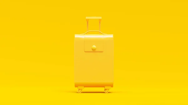 Minimális Fogalom Sárga Bőrönd Sárga Háttérrel Render — Stock Fotó