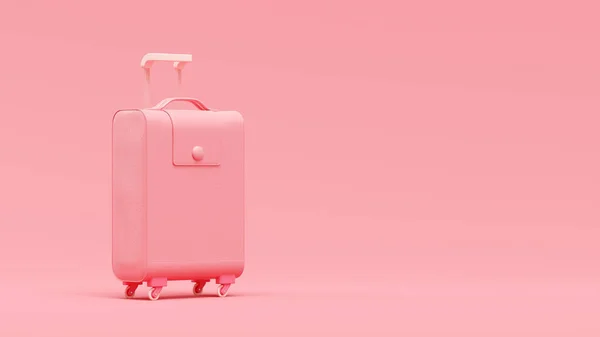 Minimal Concept Pink Leather Suitcase Pink Background Render — Stock Photo, Image