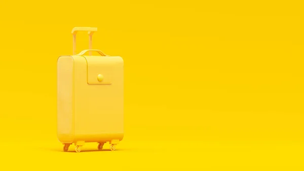 Minimal Concept Yellow Leather Suitcase Yellow Background Render — Stock Photo, Image
