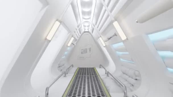 Corridoio Stazione Spaziale Laboratorio Decorato Con Colore Grigio Futuristica Fantascienza — Video Stock