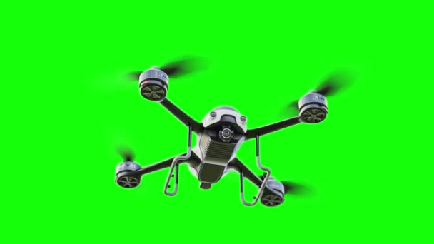 Drohne Weiße Farbe Fliegen Nahaufnahme Animationsschleife Auf Grünem Bildschirm Render — Stockvideo