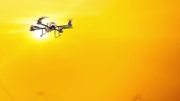 Drohne Weiße Farbe Fliegen Bei Sonnenaufgang Leerraum Für Ihr Text — Stockvideo