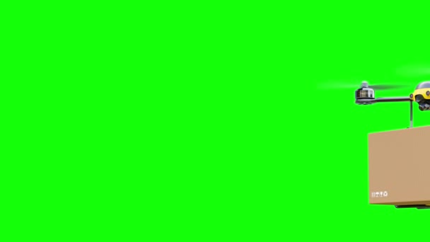Drone Yellow Color Delivery Parcel Animation Loop Green Screen Transportation — ストック動画