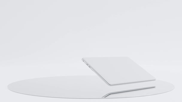 Білий Ноутбук Mock Animation Мінімальна Концепція Ідеї Зелений Екран Рендеринг — стокове відео