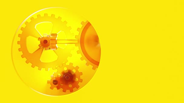 Gear Yellow Translucent Animation Seamless Loop Space Banner Logo Background — Stock Video