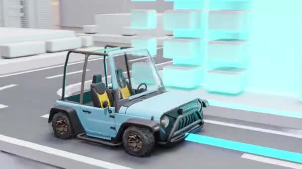 Сині Автомобілі Слідкують Треком Допомогою Навігації Gps Концепція Дизайну Мінімальна — стокове відео