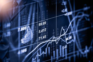 Finansal yatırım konsepti için uygun borsa veya önx ticaret grafiği ve şamdan grafiği. Ekonomik trendler iş fikri ve tüm sanat tasarımı için arka plan. Soyut finans arkaplanı.