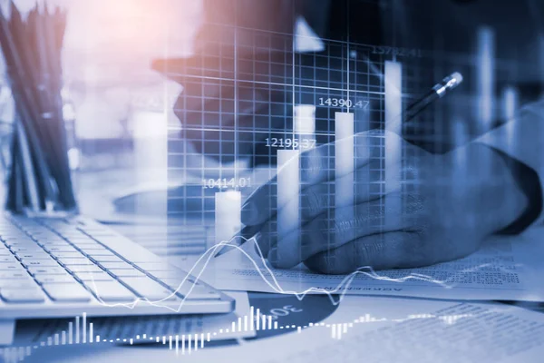 Aktiemarknaden Eller Forex Handel Diagram Och Ljusstake Diagram Som Lämpar — Stockfoto