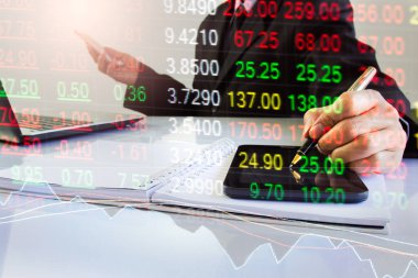 Finansal yatırım konsepti için uygun borsa veya önx ticaret grafiği ve şamdan grafiği. Ekonomik trendler iş fikri ve tüm sanat tasarımı için arka plan. Soyut finans arkaplanı.
