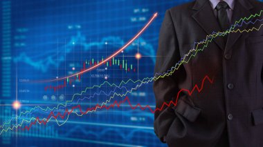 Finansal yatırım konsepti için uygun borsa veya önx ticaret grafiği ve şamdan grafiği. Ekonomik trendler iş fikri ve tüm sanat tasarımı için arka plan. Soyut finans arkaplanı.
