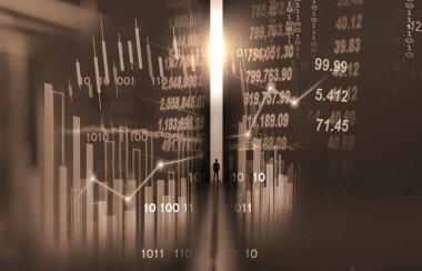 Finansal yatırım konsepti için uygun borsa veya önx ticaret grafiği ve şamdan grafiği. Ekonomik trendler iş fikri ve tüm sanat tasarımı için arka plan. Soyut finans arkaplanı.