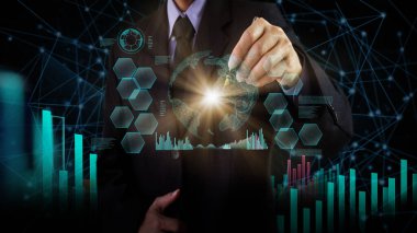 Finansal yatırım konsepti için uygun borsa veya önx ticaret grafiği ve şamdan grafiği. Ekonomik trendler iş fikri ve tüm sanat tasarımı için arka plan. Soyut finans arkaplanı.