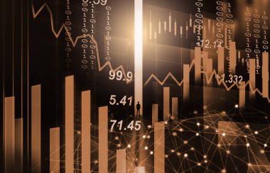 Finansal yatırım konsepti için uygun borsa veya önx ticaret grafiği ve şamdan grafiği. Ekonomik trendler iş fikri ve tüm sanat tasarımı için arka plan. Soyut finans arkaplanı.