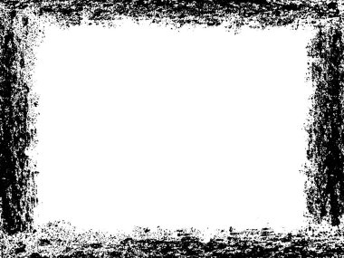Grunge çerçeve ve sınır. Siyah beyaz grunge. Tehlike örtüsü dokusu. Toz ve kirli duvar arkaplanı. Sıkıntı illüstrasyonu, grunge etkisi yaratmak için basitçe nesnenin üzerine yerleştirilir. Vektör EPS10.