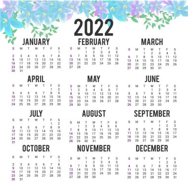 Yıllık Takvim 2022 Şablonu