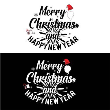 Noel ve Yeni Yıl tipografi tişörtü tasarımı. Tişörtlerde, kupalarda, poster kartlarında ve çok daha fazlasında kullanılabilir..