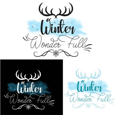 Kış Yeni Yıl Typography Tasarımı kar taneli, Noel ağacı. Tişörtlerde, kupalarda, poster kartlarında ve çok daha fazlasında kullanılabilir..