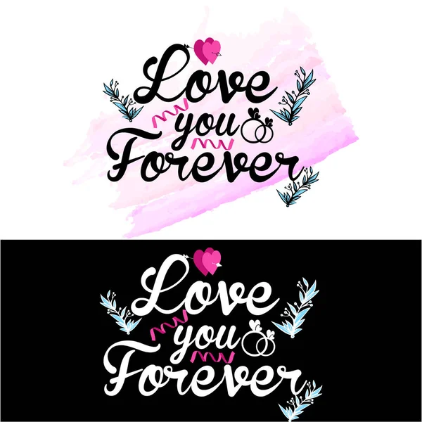 Diseño Tipografía Love You Forever Para Día San Valentín — Archivo Imágenes Vectoriales