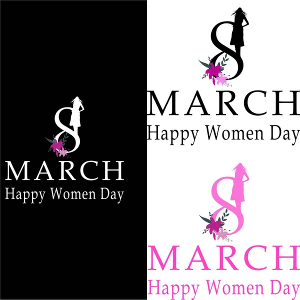 Happy Womens Day March Typography Design Vector Typography Illustration Can —  Vetores de Stock