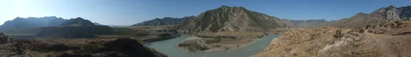 Vista Panorâmica Das Curvas Bizarras Rio Nas Montanhas Altai — Fotografia de Stock