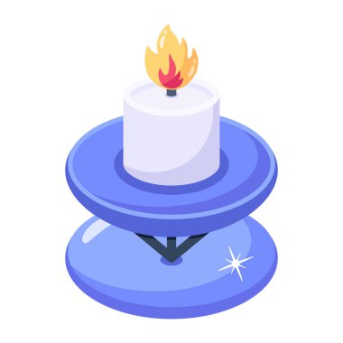 Düz simge dizaynında yanan mum