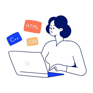 Yardım hattının modaya uygun düz çizimi