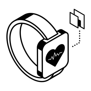 smartwatch ölçü kalp hızı, vektör illüstrasyon basit tasarım