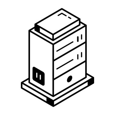 Web ve mobil uygulama tasarımınız için beyaz arkaplanda izole edilmiş veritabanı simgesi vektörü, çekmece logosu konsepti