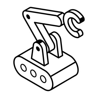 Robotik kol ikonunun modaya uygun izometrik dış hat simgesi