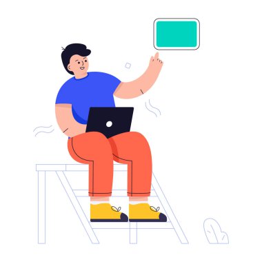 Yapay zekanın düz bir çizim vektörü.