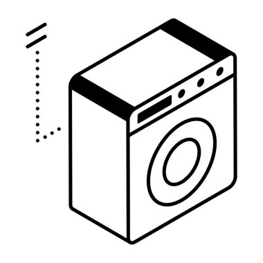 çamaşır makinesi simgesi. Web için temizleyici vektör simgelerinin özet çizimi