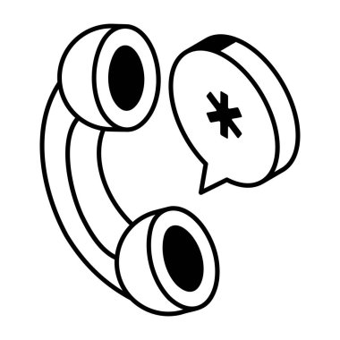 Konuşma balonu ikonlu kulaklık. özet çizimi