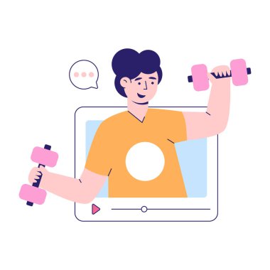 Çevrimiçi fitness, vektör konsepti çizgi film çizimi