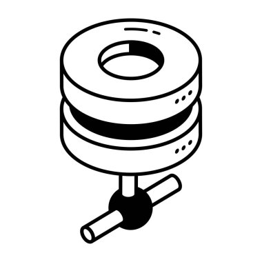 veritabanı simgesi vektörü. İnce çizgi sembolü. kaliteli izole siyah illüstrasyon