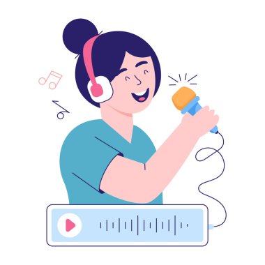 Şarkı söylemenin modern el yapımı illüstrasyonu