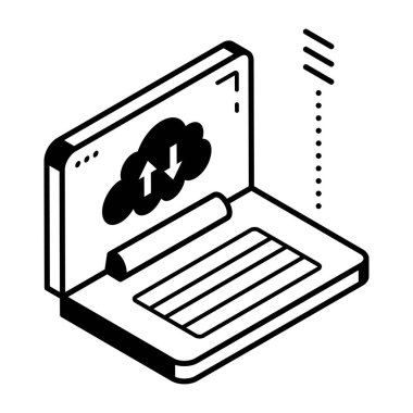 İzometrik simge indiren bir ağ sunucusu