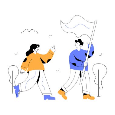 Karar vermenin modaya uygun düz illüstrasyonu