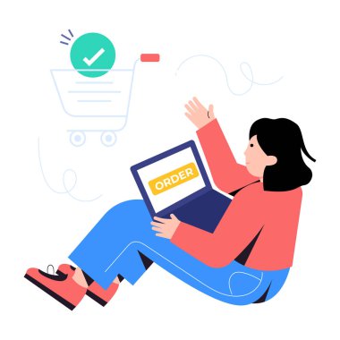 Ticaret konsepti, çevrimiçi düz vektör