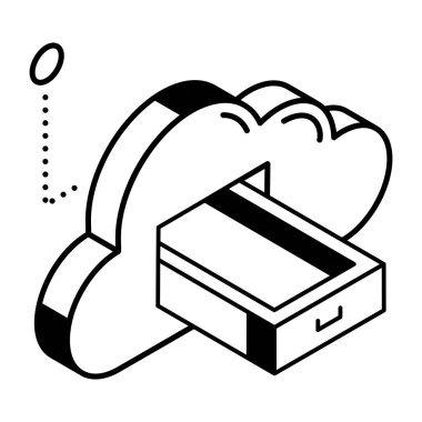 Paylaşılan bulutun modern izometrik simgesi