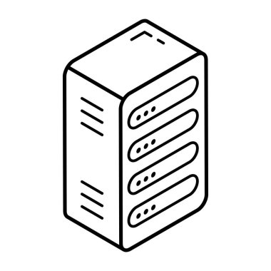 İzometrik dizaynda büyük verileri gösteren veritabanı sunucu simgesi