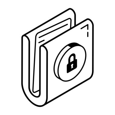 Bir dizin kilidi izometrik çizgi simgesi