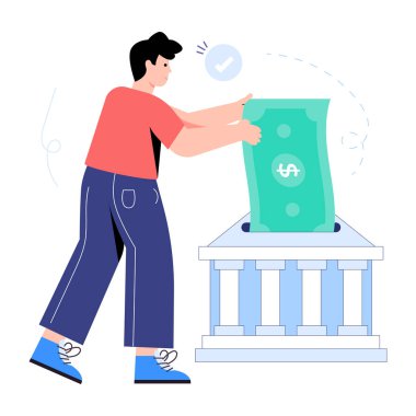 Para vektörü illüstrasyonlu adam