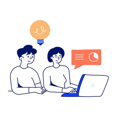 Dizüstü bilgisayar vektör illüstrasyon tasarımlı insanlar